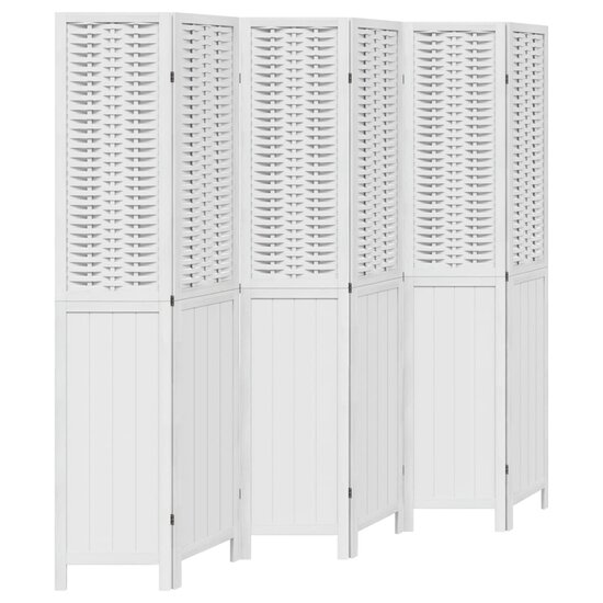 Kamerscherm Met 6 Panelen Massief Paulowniahout Wit 40 x 200 cm