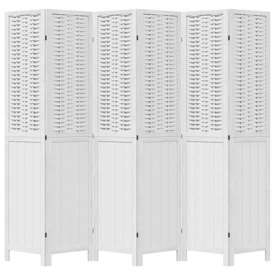 Kamerscherm Met 6 Panelen Massief Paulowniahout Wit 40 x 200 cm