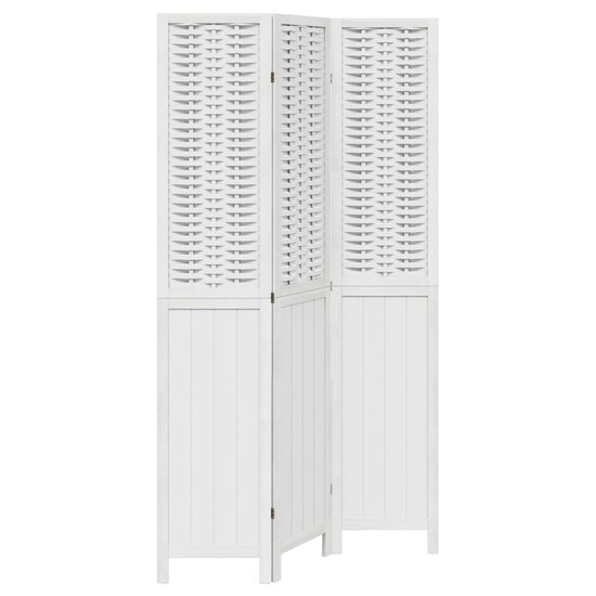 Kamerscherm Met 3 Panelen Massief Paulowniahout Wit 40 x 200 cm