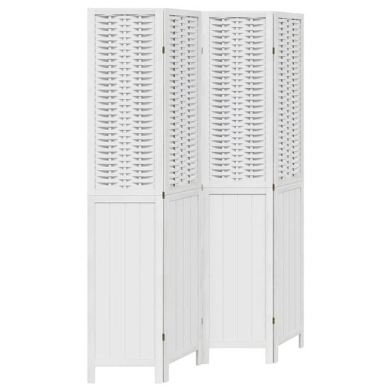 Kamerscherm Met 4 Panelen Massief Paulowniahout Wit 40 x 200 cm
