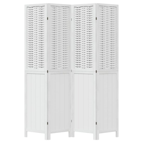 Kamerscherm Met 4 Panelen Massief Paulowniahout Wit 40 x 200 cm