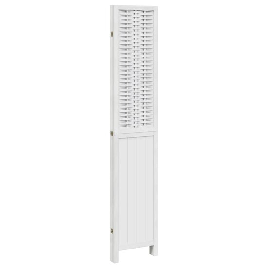 Kamerscherm Met 4 Panelen Massief Paulowniahout Wit 40 x 200 cm