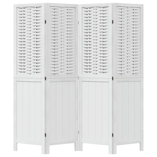 Kamerscherm Met 4 Panelen Massief Paulowniahout Wit 40 x 160 cm