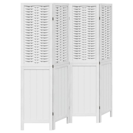 Kamerscherm Met 4 Panelen Massief Paulowniahout Wit 40 x 160 cm