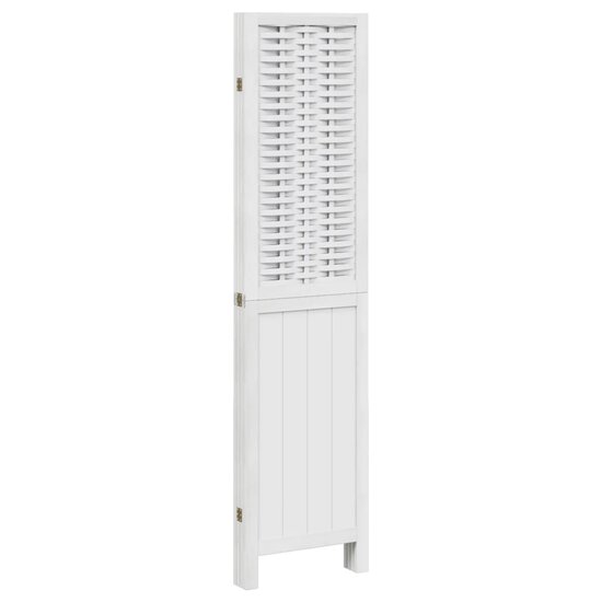Kamerscherm Met 4 Panelen Massief Paulowniahout Wit 40 x 160 cm