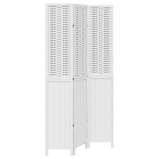 Kamerscherm Met 3 Panelen Massief Paulowniahout Wit 40 x 220 cm