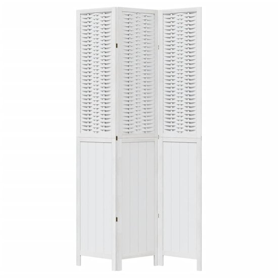 Kamerscherm Met 3 Panelen Massief Paulowniahout Wit 40 x 220 cm