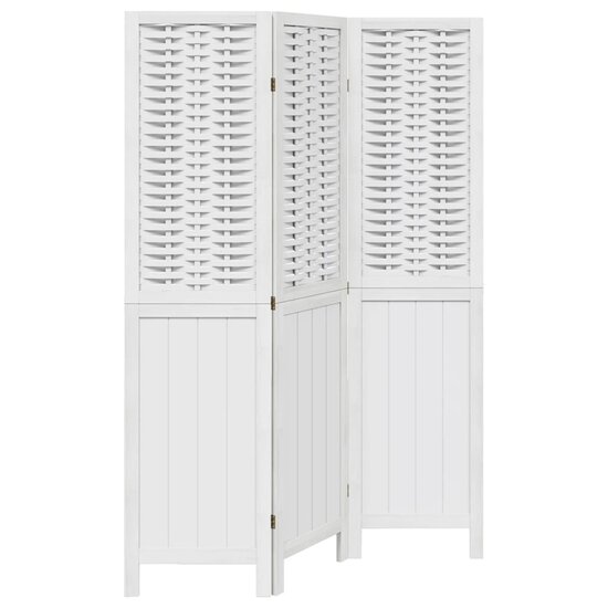 Kamerscherm Met 3 Panelen Massief Paulowniahout Wit 40 x 160 cm