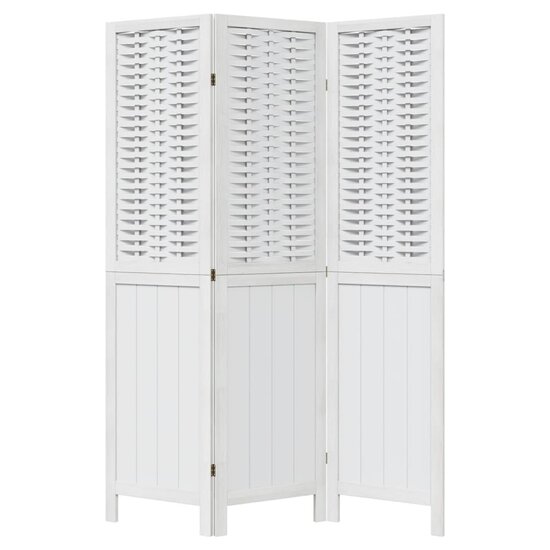 Kamerscherm Met 3 Panelen Massief Paulowniahout Wit 40 x 160 cm