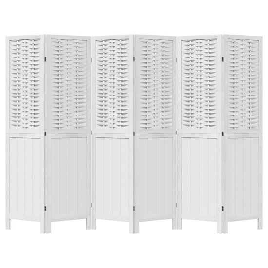 Kamerscherm Met 6 Panelen Massief Paulowniahout Wit 40 x 160 cm