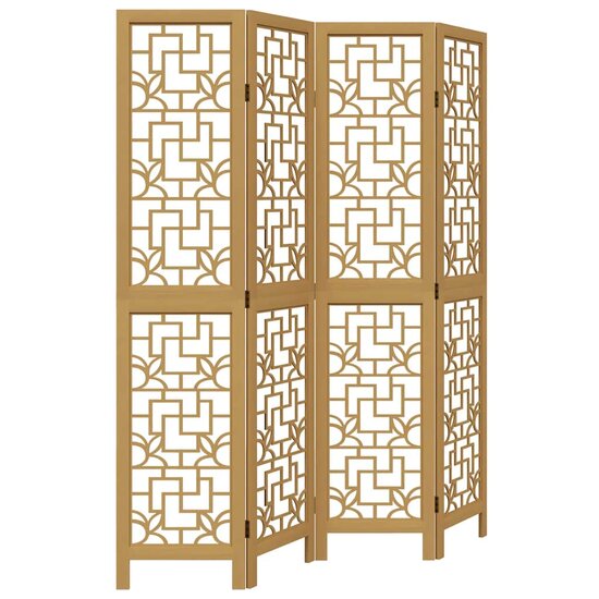 Kamerscherm Met 4 Panelen Massief Paulowniahout Bruin 40 x 180 cm