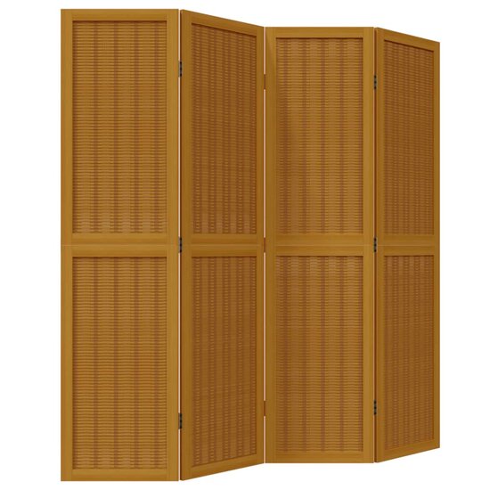 Kamerscherm Met 4 Panelen Massief Paulowniahout Bruin 40 x 160 cm