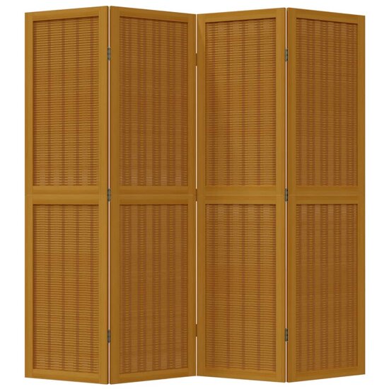 Kamerscherm Met 4 Panelen Massief Paulowniahout Bruin 40 x 160 cm