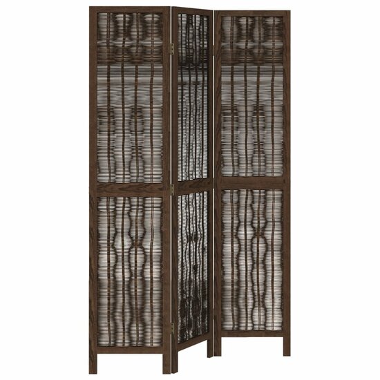 Kamerscherm Met 3 Panelen Massief Paulowniahout Donkerbruin 40 x 180 cm
