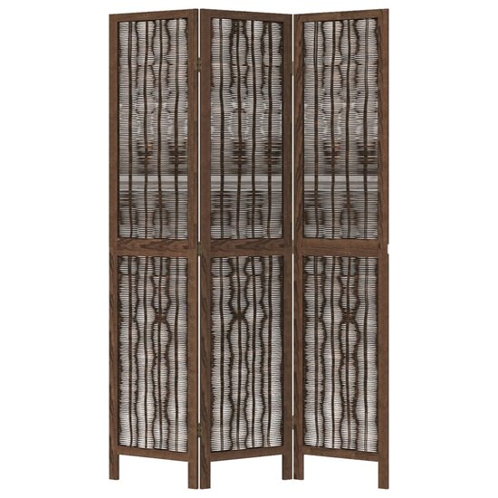 Kamerscherm Met 3 Panelen Massief Paulowniahout Donkerbruin 40 x 180 cm