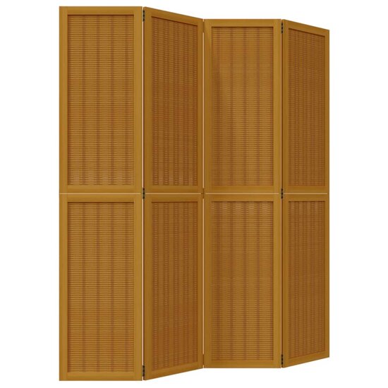 Kamerscherm Met 4 Panelen Massief Paulowniahout Bruin 40 x 180 cm