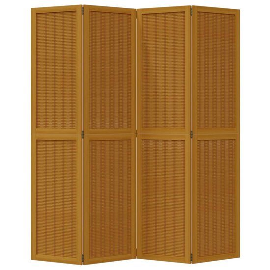 Kamerscherm Met 4 Panelen Massief Paulowniahout Bruin 40 x 180 cm