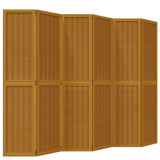 Kamerscherm Met 6 Panelen Massief Paulowniahout Bruin 40 x 180 cm