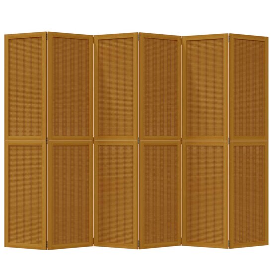 Kamerscherm Met 6 Panelen Massief Paulowniahout Bruin 40 x 180 cm