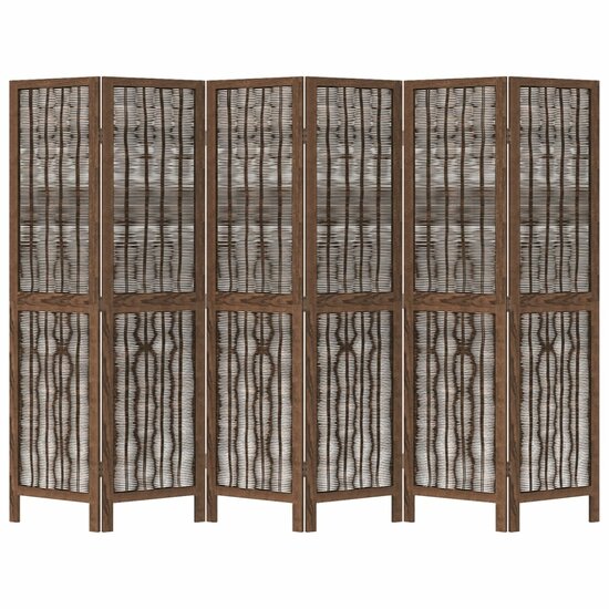 Kamerscherm Met 6 Panelen Massief Paulowniahout Donkerbruin 40 x 160 cm