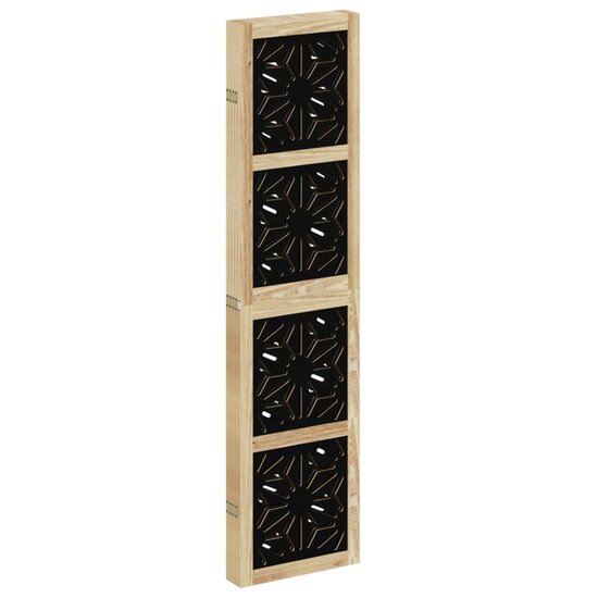 Kamerscherm Met 5 Panelen Massief Paulowniahout Bruin En Zwart 40 x 160 cm