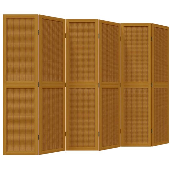 Kamerscherm Met 6 Panelen Massief Paulowniahout Bruin 40 x 160 cm
