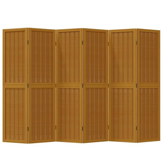 Kamerscherm Met 6 Panelen Massief Paulowniahout Bruin 40 x 160 cm