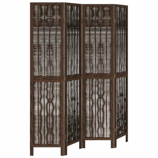 Kamerscherm Met 4 Panelen Massief Paulowniahout Donkerbruin 40 x 180 cm