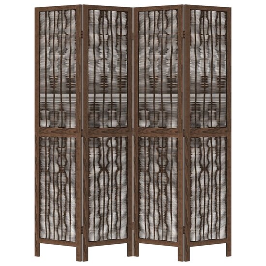 Kamerscherm Met 4 Panelen Massief Paulowniahout Donkerbruin 40 x 180 cm