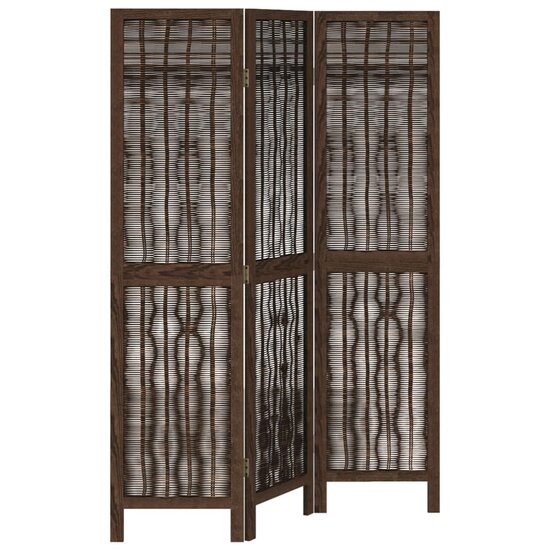 Kamerscherm Met 3 Panelen Massief Paulowniahout Donkerbruin 40 x 160 cm