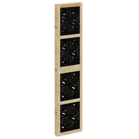 Kamerscherm Met 5 Panelen Massief Paulowniahout Bruin En Zwart 40 x 180 cm