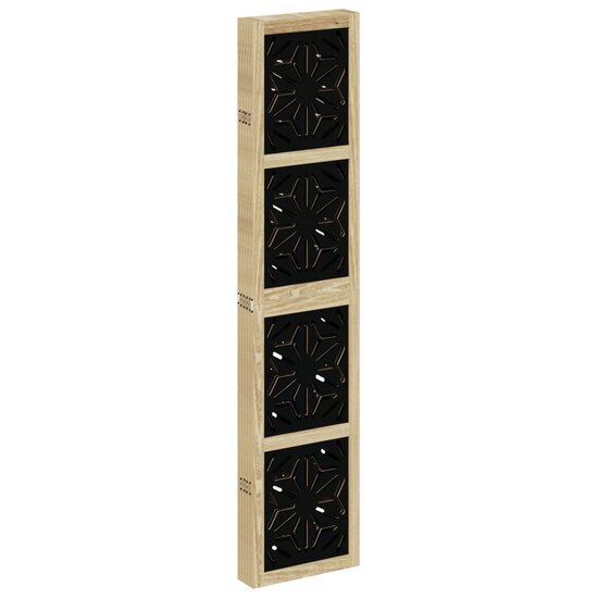 Kamerscherm Met 6 Panelen Massief Paulowniahout Bruin En Zwart 40 x 180 cm