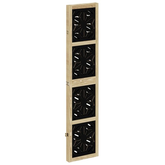 Kamerscherm Met 4 Panelen Massief Paulowniahout Bruin En Zwart 40 x 180 cm
