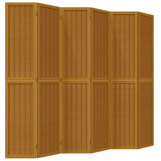 Kamerscherm Met 6 Panelen Massief Paulowniahout Bruin 40 x 200 cm
