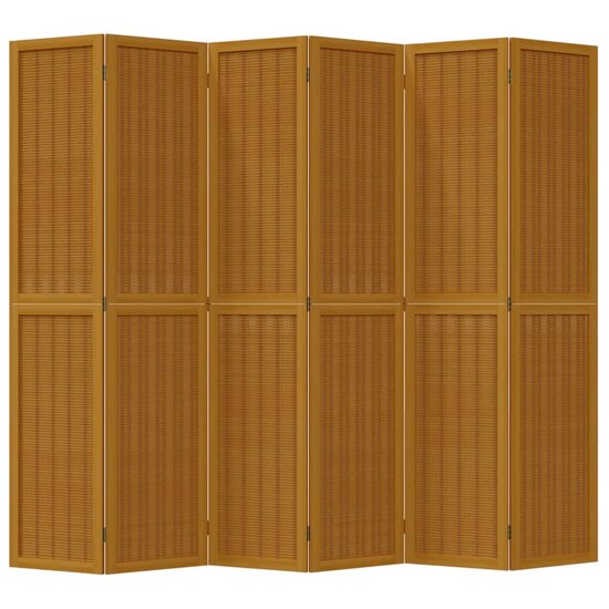 Kamerscherm Met 6 Panelen Massief Paulowniahout Bruin 40 x 200 cm