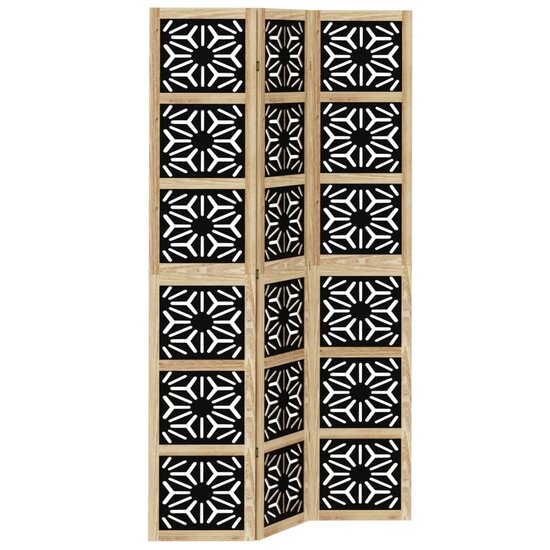Kamerscherm Met 3 Panelen Massief Paulowniahout Zwart 40 x 200 cm