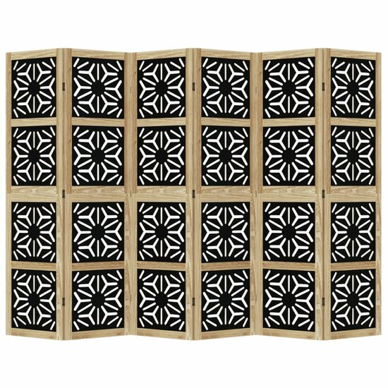 Kamerscherm Met 6 Panelen Massief Paulowniahout Bruin En Zwart 40 x 160 cm