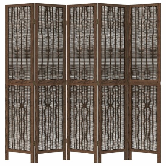 Kamerscherm Met 5 Panelen Massief Paulowniahout Donkerbruin 40 x 180 cm