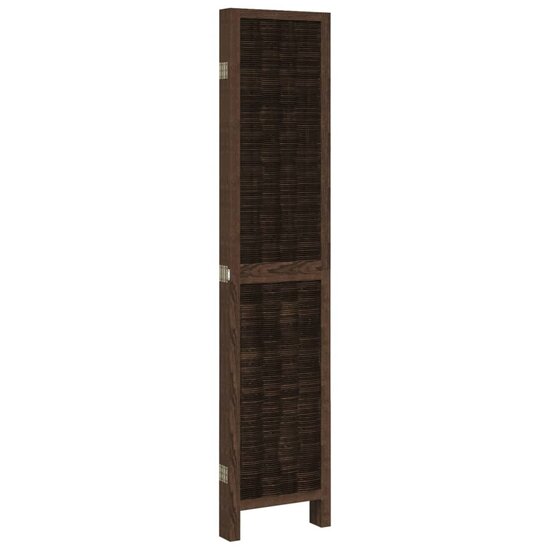Kamerscherm Met 5 Panelen Massief Paulowniahout Donkerbruin 40 x 180 cm