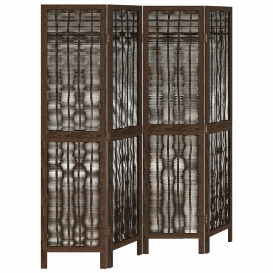 Kamerscherm Met 4 Panelen Massief Paulowniahout Donkerbruin 40 x 160 cm