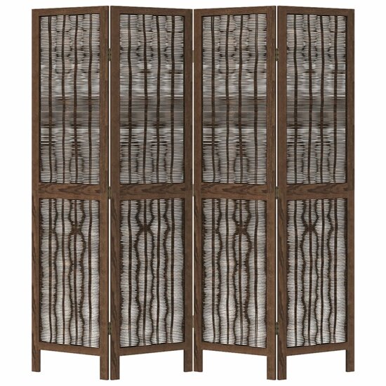 Kamerscherm Met 4 Panelen Massief Paulowniahout Donkerbruin 40 x 160 cm