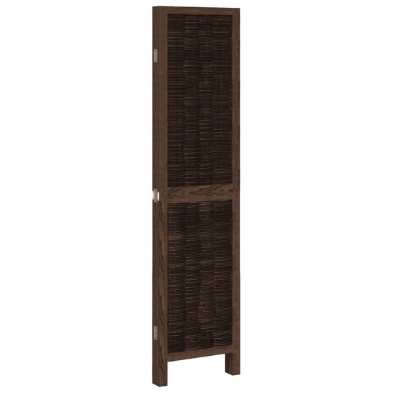 Kamerscherm Met 4 Panelen Massief Paulowniahout Donkerbruin 40 x 160 cm
