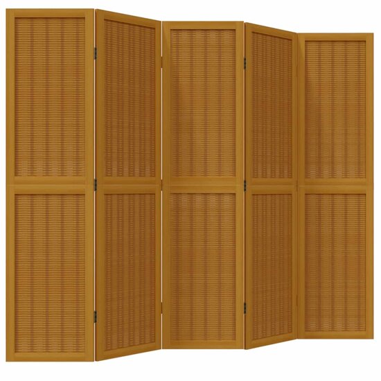 Kamerscherm Met 5 Panelen Massief Paulowniahout Bruin 40 x 160 cm