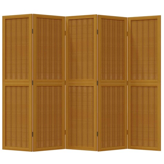 Kamerscherm Met 5 Panelen Massief Paulowniahout Bruin 40 x 160 cm