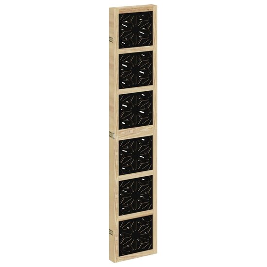 Kamerscherm Met 5 Panelen Massief Paulowniahout Bruin En Zwart 40 x 200 cm