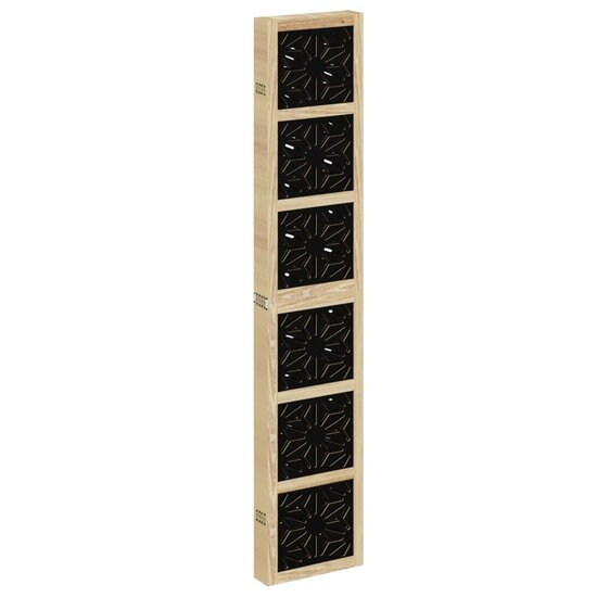 Kamerscherm Met 6 Panelen Massief Paulowniahout Bruin En Zwart 40 x 200 cm