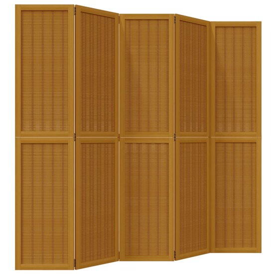 Kamerscherm Met 5 Panelen Massief Paulowniahout Bruin 40 x 180 cm