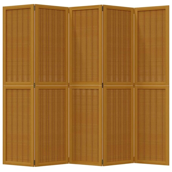 Kamerscherm Met 5 Panelen Massief Paulowniahout Bruin 40 x 180 cm