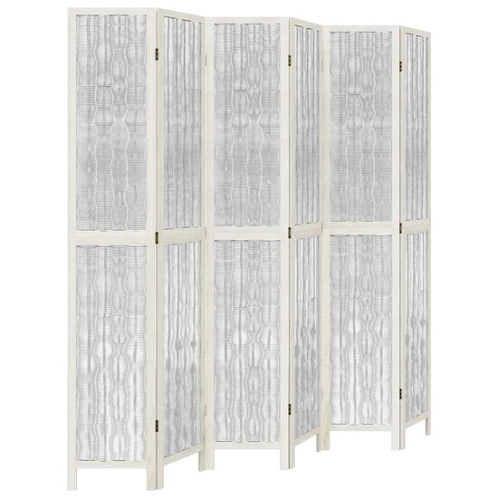 Kamerscherm Met 6 Panelen Massief Paulowniahout Wit 40 x 220 cm