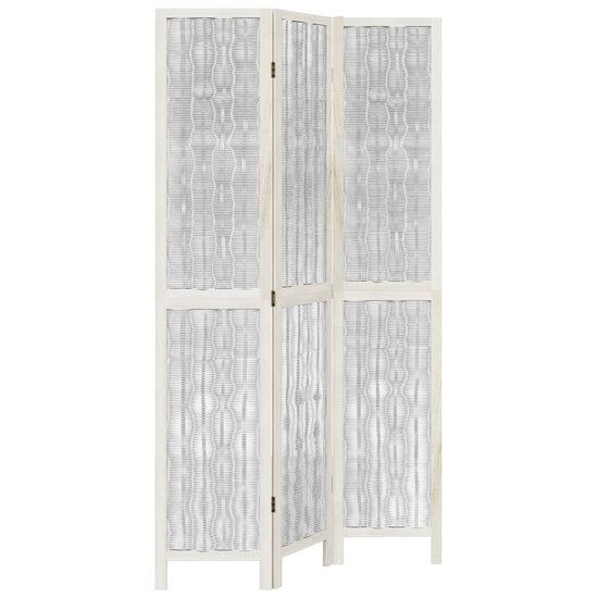 Kamerscherm Met 3 Panelen Massief Paulowniahout Wit 40 x 200 cm 1